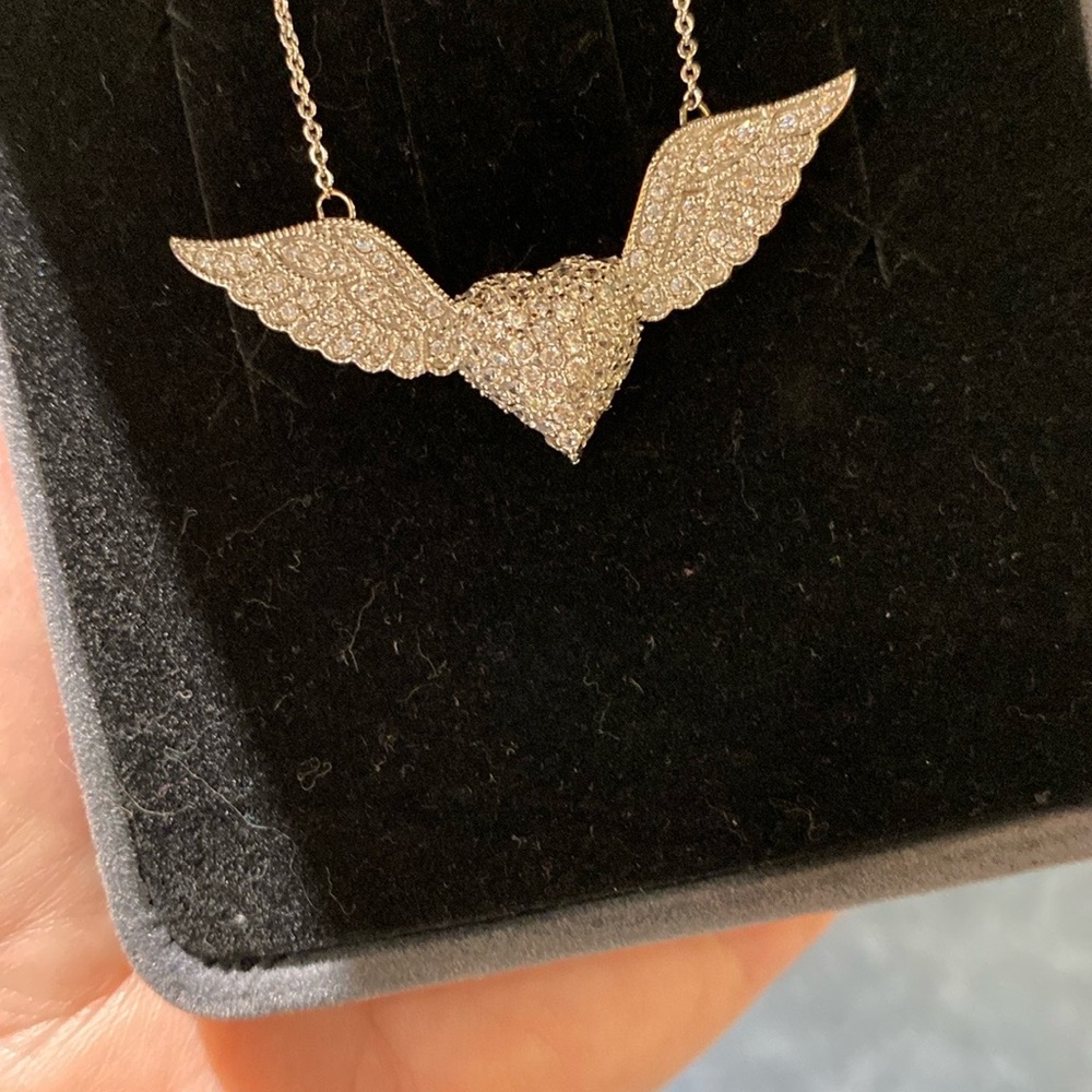 Silver Winged Necklace with Sparkling Stones- NWOT